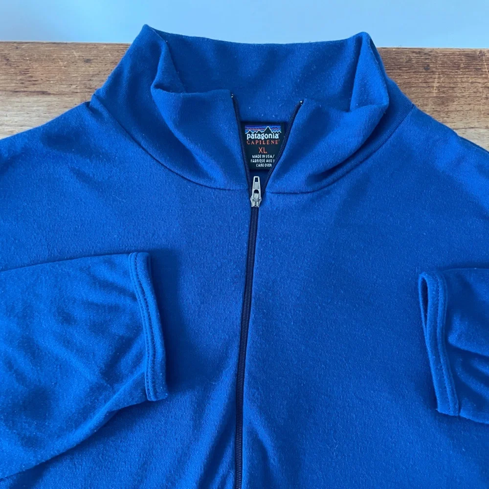 Vtg Patagonia Capilene 1/4 Zip Shirt Navy Blue Baselayer USA Made Men’s XL